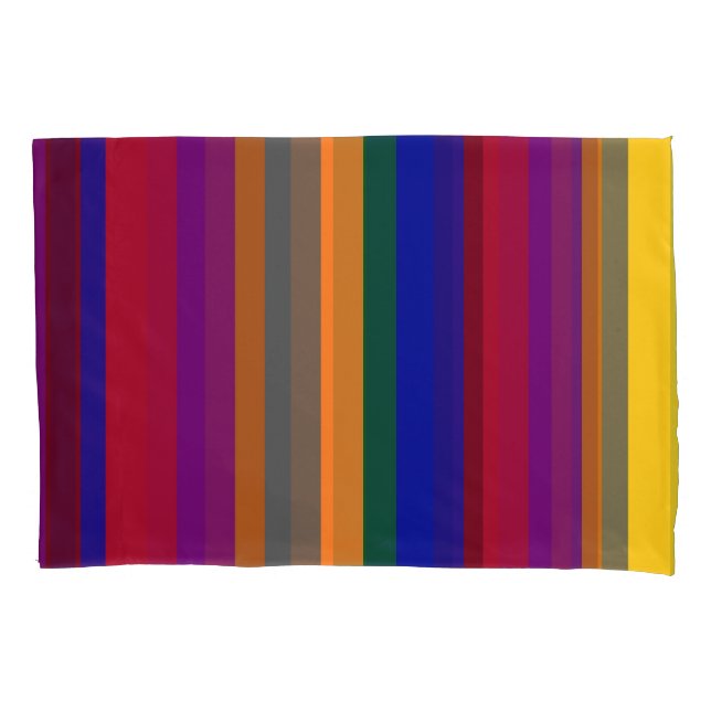 Multicolored Striped Pillowcase (Front-Left)