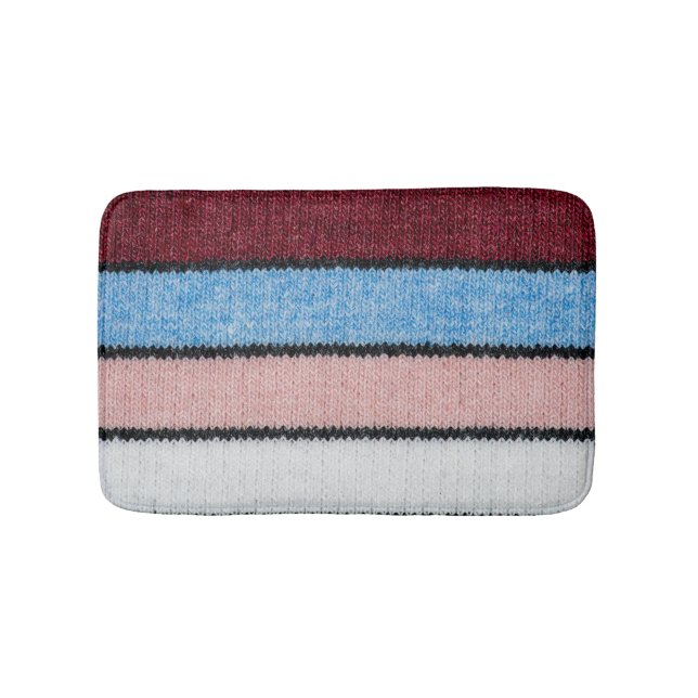 Multicolored Striped Wool: Fabric Texture. Bath Mat (Front)