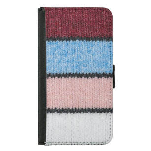 Multicolored Striped Wool: Fabric Texture. Samsung Galaxy S5 Wallet Case
