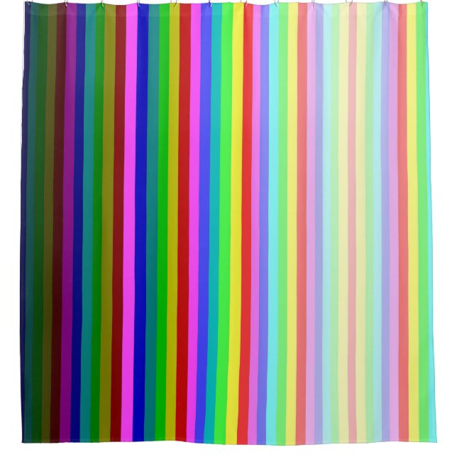 Multicolored Stripey Shower Curtain (Front)