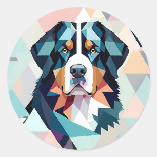 Multicolored stylish geometric bernese mountain classic round sticker