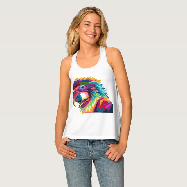 Multicolored Stylized Macaw Tank Top (Front Full)