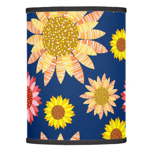 Multicolored sunflowers design lamp shade (Front)