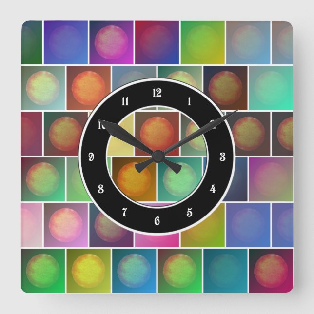 Multicolored suns square wall clock (Front)