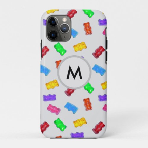 Multicolored sweet bears on silver iPhone 11 pro case