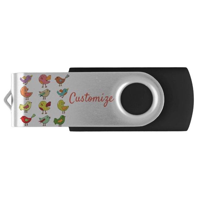 Multicolored Sweet Songbirds Thunder_Cove Flash Drive (Back)
