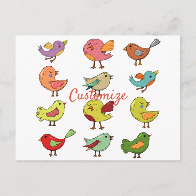 Multicolored Sweet Songbirds Thunder_Cove Postcard (Front)