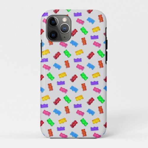 Multicolored sweets pattern on silver iPhone 11 pro case