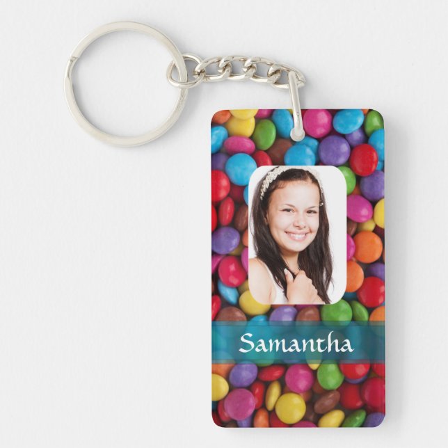 Multicolored sweets photo template keychain (Front)