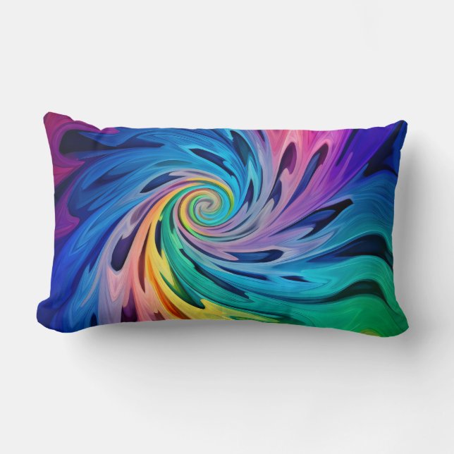 Multicolored Swirls Lumbar Pillow (Front)