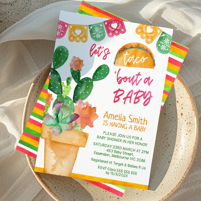 Multicolored Taco About a Baby Baby Shower Invitation (Multicolored Taco 'bout a Baby Baby Shower Invitation, Colorful Fiesta Baby Shower Invitation, )