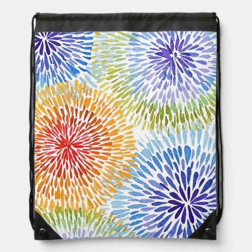 Multicolored tie dye bursts drawstring bag