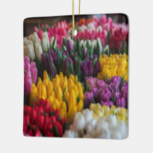 Multicolored Tulips Ceramic Ornament