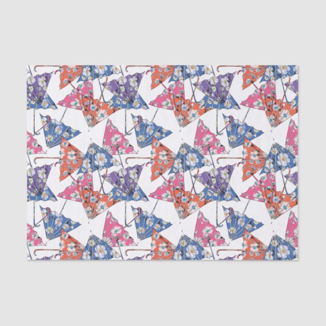 Multicolored umbrellas Tissue Paper (Front)