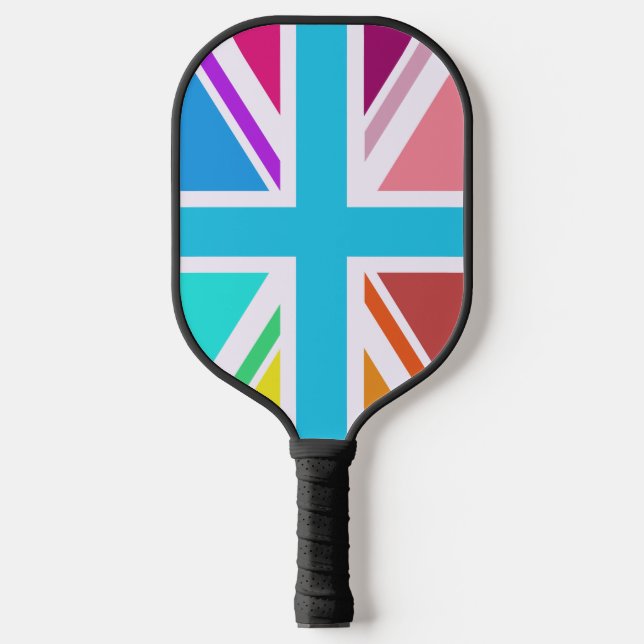 Multicolored Union Jack/Flag Design Pickleball Paddle (Front)
