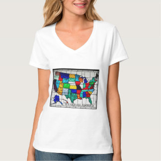 Multicolored United States Map Representing Ethnic T-Shirt