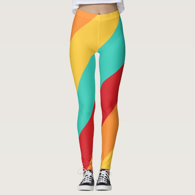 Multicolored Vertical Stripes Leggings (Front)