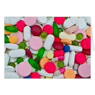 Multicolored vibrant medicinal pills cards