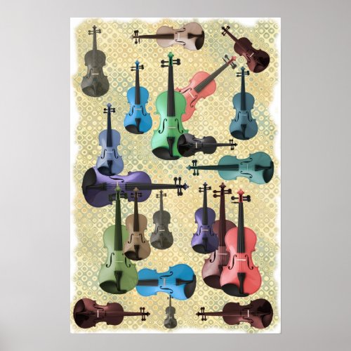 Multicolored Violin Wallpaper Poster