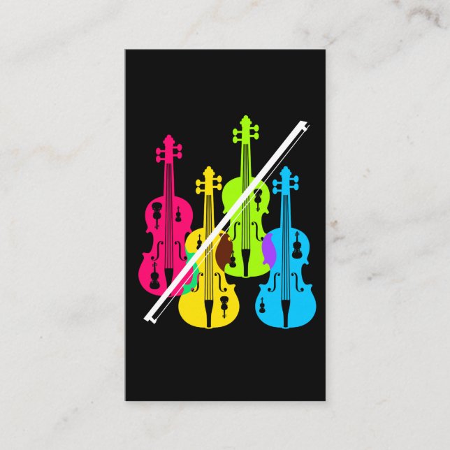 Multicolored Violins Birthday Gift For Musicians Business Card (Front)