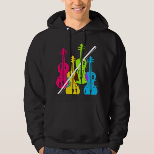 Multicolored Violins Birthday Gift For Musicians Hoodie