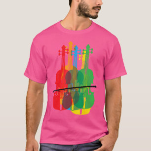 Multicolored Violins Birthday Gift For Musicians T-Shirt