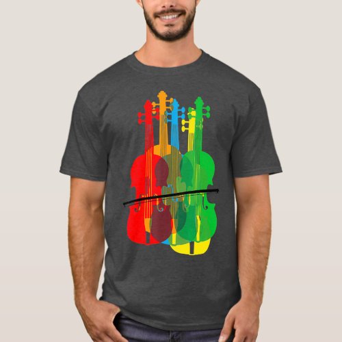 Multicolored Violins Birthday Gift For Musicians T_Shirt