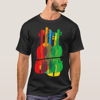 Multicolored Violins Birthday Gift For Musicians T-Shirt
