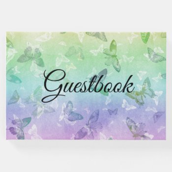 Multicolored Watercolor Butterflies Guest Book by JLBIMAGES at Zazzle
