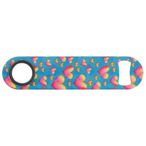 Multicolored Watercolor Hearts Bar Key