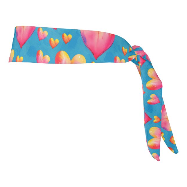 Multicolored Watercolor Hearts Headband (Rotate 90)