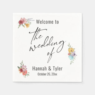 Multicolored Watercolor Meadow Wildflower Welcome Napkins