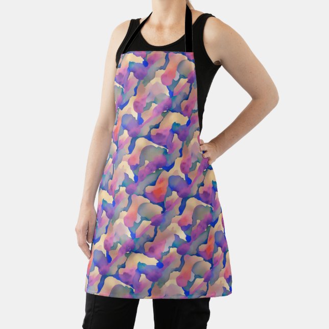 Multicolored Watercolor Pattern Apron (Insitu)