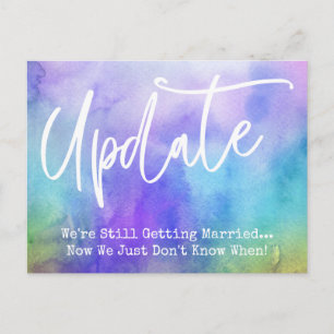 Multicolored Watercolor Postponed Wedding Update Postcard
