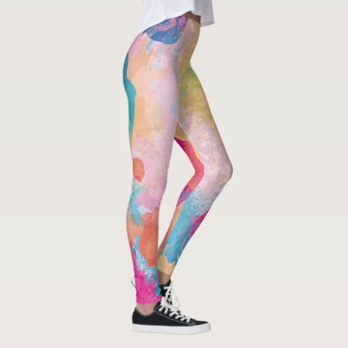 Multicolored Watercolor Splashes Leggings