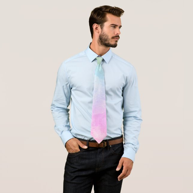 Multicolored Watercolor with Splatter Neck Tie (In Situ)