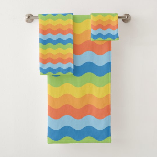 multicolored waves bath towel set