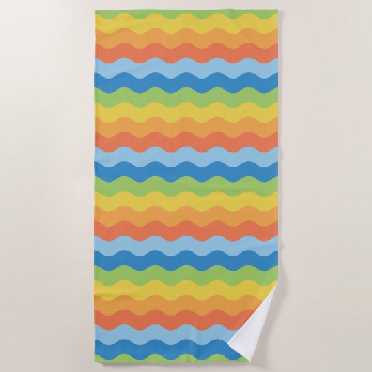multicolored waves beach towel