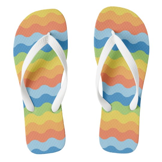 multicolored waves flip flops