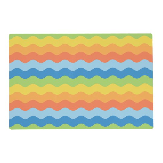multicolored waves laminated placemat