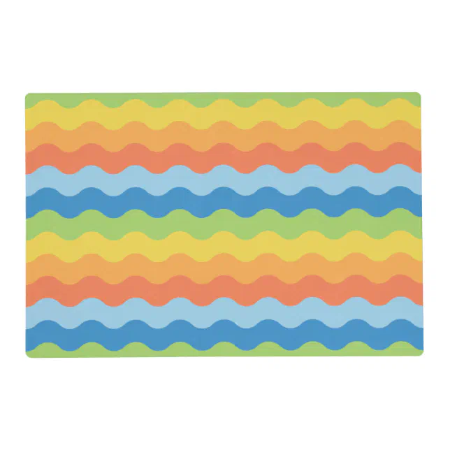 Multicolored Waves Pattern Laminated Placemat | Zazzle