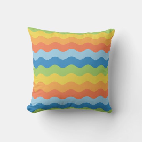 Multicolored Waves Pattern Pillow