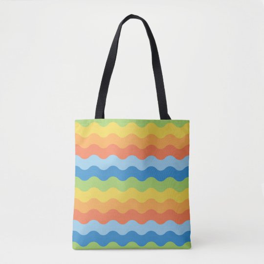 multicolored waves tote bag
