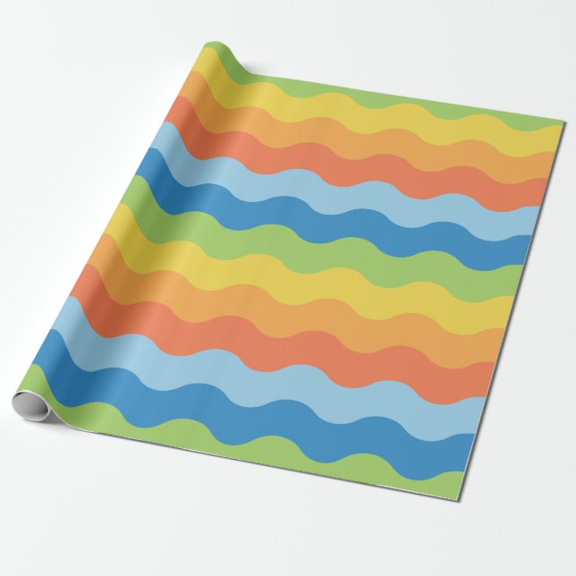 Multicolored Waves Pattern Wapping Paper (Unrolled)