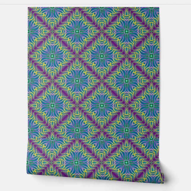 multicolored wavey tile wallpaper  (Unrolling)