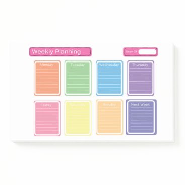 Multicolored Weekly Planning Pad Post-it Notes