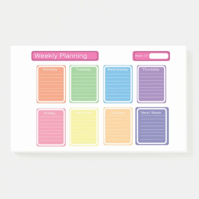 Multicolored Weekly Planning Pad Post-it Notes (Front)
