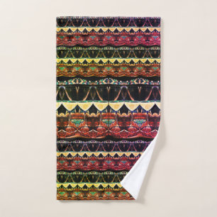 Multicolored Wine Glass Pattern Set of Bath Towels