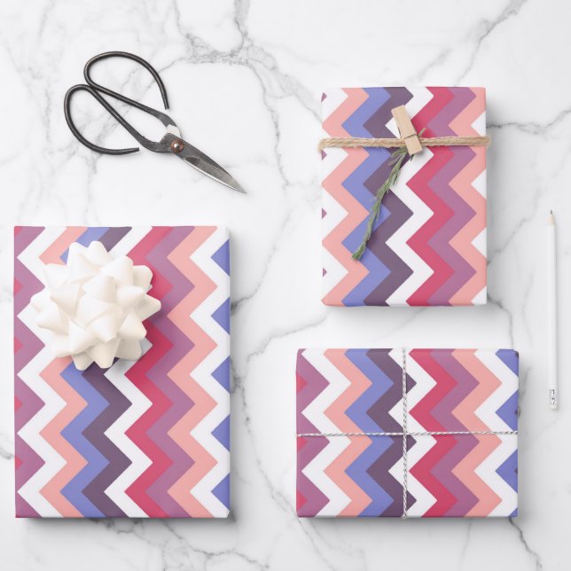 Multicolored Zig Zag Stripes Wrapping Paper Sheets (Front)