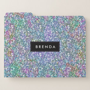 Multicolors Faux Glitter Monogram File Folder